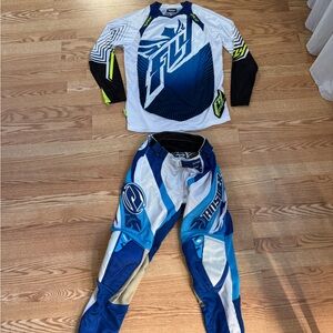Blue and White Motocross Fly Racing Set